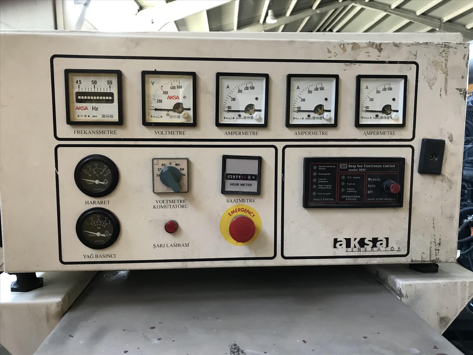 Aksa AC 250 kVA, Cummins Engine, 1996 Model, 839 Hours, Canopy, Automatic without ATS